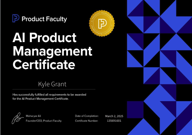 AI For Product Managers certificate